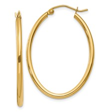 14 karat yellow gold large oval hoop earrings