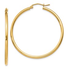 14 Karat Yellow Gold 2.0 mm X 40 mm Large Hoops