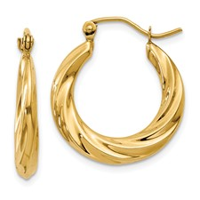 14 Karat Yellow Gold Twisted Hoops