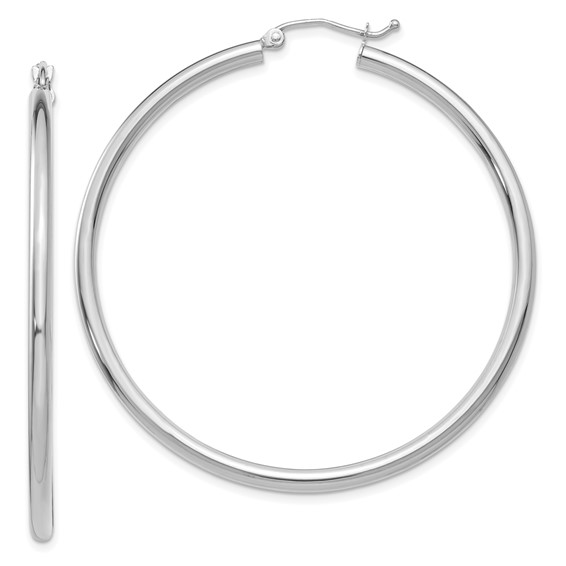 14 Karat White Gold Polished 2.5mm Lightweight Tube Hoop Earrings
50mm