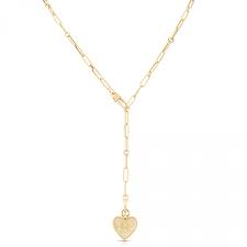 Roberto Coin 18K Yellow Gold Venetian Princess Medium Heart Medallion Paperclip Necklace
19