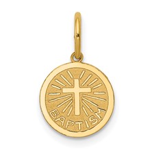 14 Karat Yellow Gold Small Baptism Disc Charm