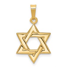 14 Karat Yellow Gold Solid Star Of David Charm