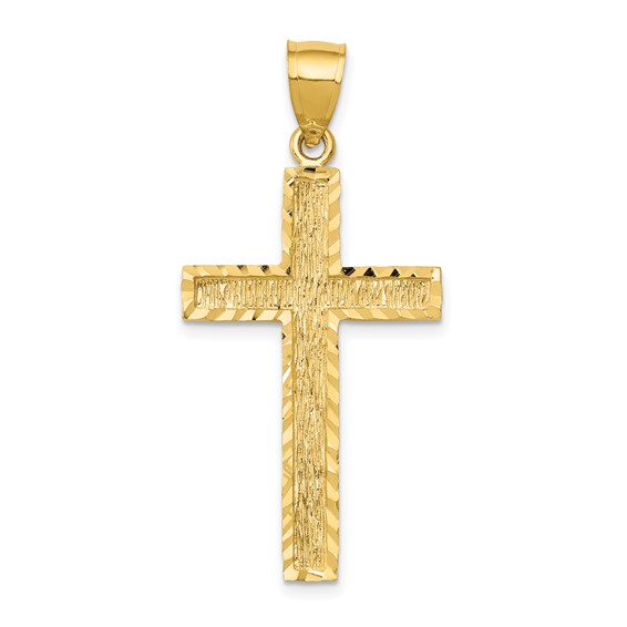 14 Karat Yellow Gold Diamomd-Cut Cross
Length Of Item: 40.4 mm
Width Of Item: 19.5 mm