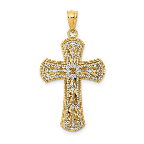 14 Karat Two-Tone Two Layer Cross Chram
32x17.5mm