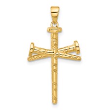 14 Karat Yellow Gold Textured Nail Cross