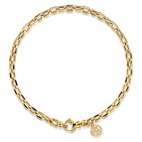 Gabriel & Co 14 Karat Yellow Gold Hollow Link  Chain Bracelet
Length: 8 inch