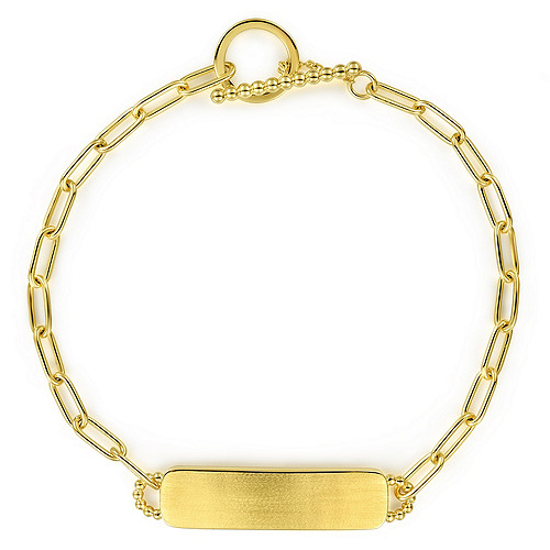 Gabriel & Co 14 karat Yellow Gold Hollow Paperclip Chain ID Bracelet
7 inch