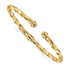 14 Karat Yellow Gold Twisted Hollow Hinged Bangle