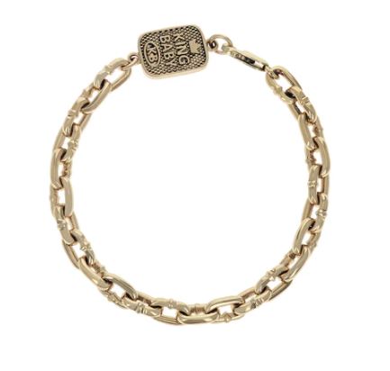 King Baby 10 Karat Yellow Gold Boat Link Bracelet  8.75