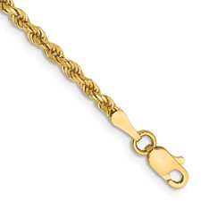 14 Karat Yellow Gold 2.25mm Diamond Cut Rope Bracelet 7 Inch