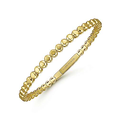 Gabriel & Co 14 Karat Yellow Gold Round Disk Pattern Cuff Bangle