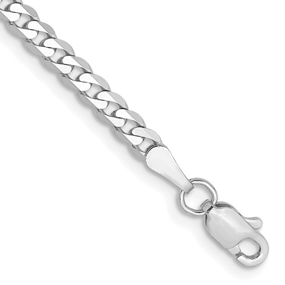 14 Karat White Gold 3.9 MM Flat Beveled Link Braclet 7 Inch