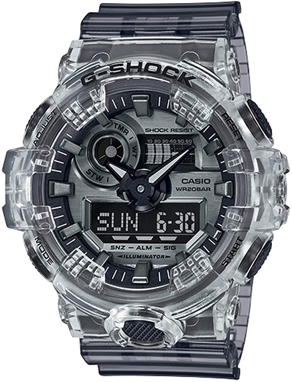 Casio G-Shock Analog-Digital Skeleton Semi-Transparent Resin Watch(GA700SK-1A)