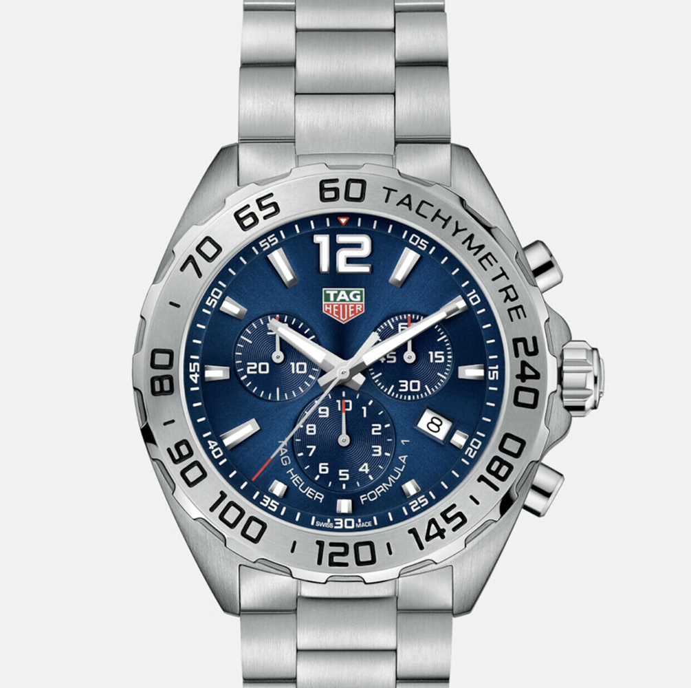 Tag Heuer Stainless Steel Watch Formula 1 Blue Sunray Dial 43 Mm