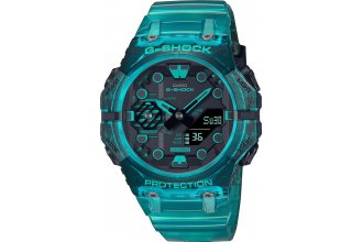 Casio G-Shock Analog-Digital Bluetooth  Transparent Turquoise Blue Resin Strap Watch