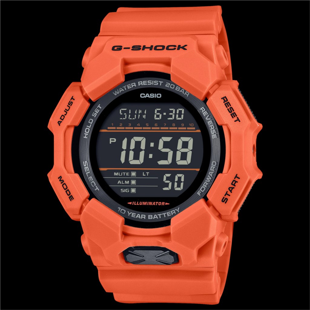 Orange and black g shock watch best sale