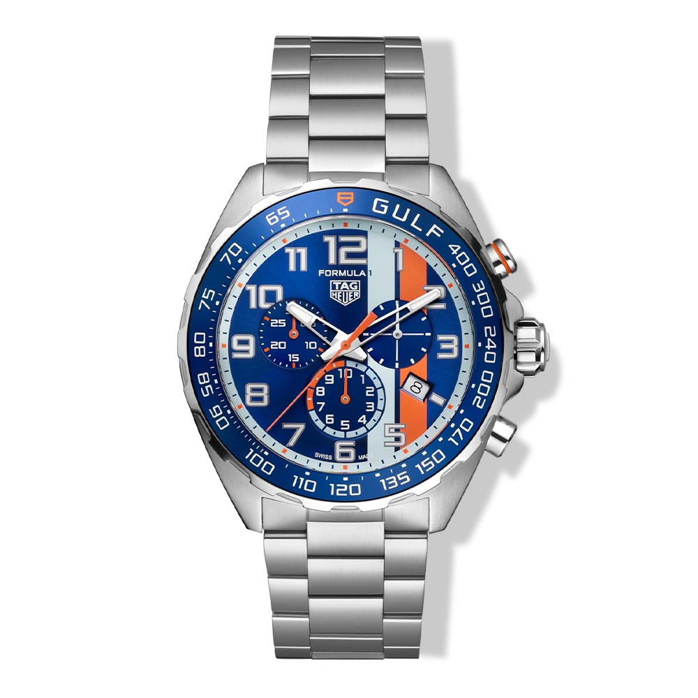 Tag Heuer Formula 1 Chronograph X Gulf Special Edition Quartz, 43 Mm, Steel
(Caz101at.Ba0842)