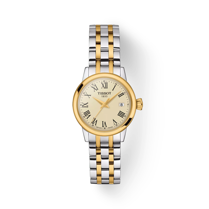 Tissot Classic Dream Lady (T1292102226300)
Diameter:28 mm, 316L stainless steel case with yellow gold PVD coating