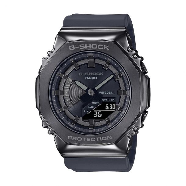 Casio G-Shock Metal Covered Octagonal Black Resin Band Watch(GMS2100B-8A)