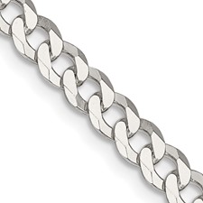 Sterling Silver 5mm Beveled Curb Link Chain 20 Inch