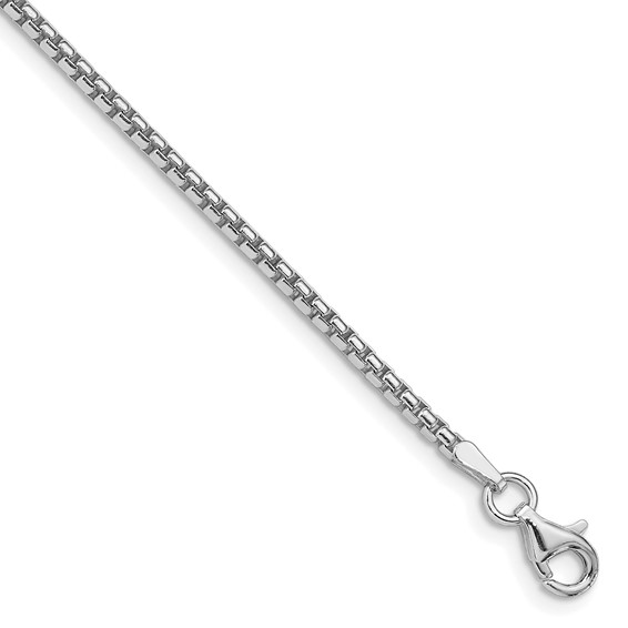 Sterling Silver Rhodium-plated 2mm Round Box Chain 18