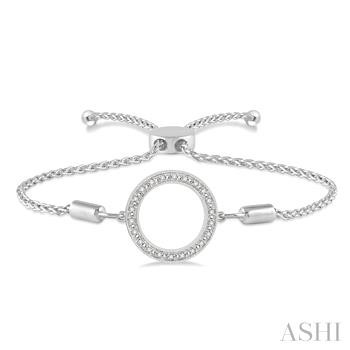 Sterling Silver Open Circle Bracelet 0.08 Ct Adjustable