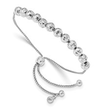 Sterling Silver Hammered Beaded Adjustable Bracelet