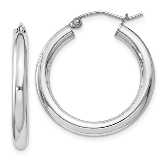 Sterling Silver 3.0 Mm Medium Hoop Earrings