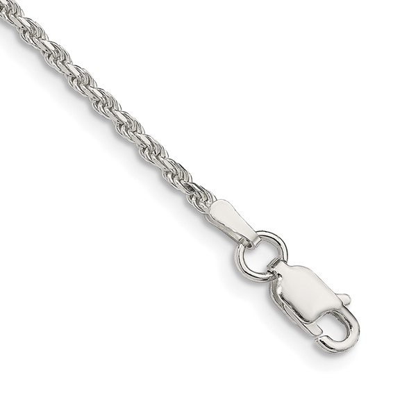 Sterling Silver D/C 1.85mm Rope Anklet 
Length: 10