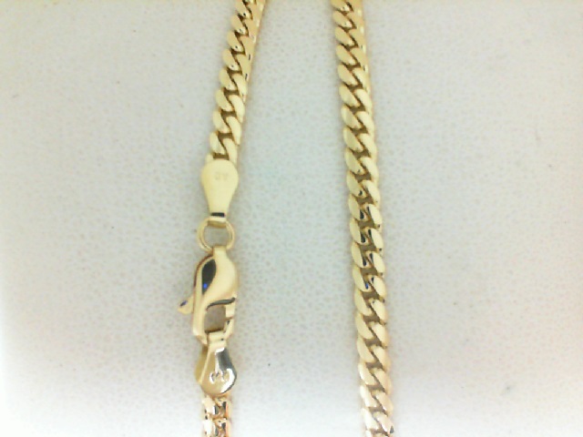 Yellow Gold 14 Karat 2 Mm Cuban Link Anklet Length: 10