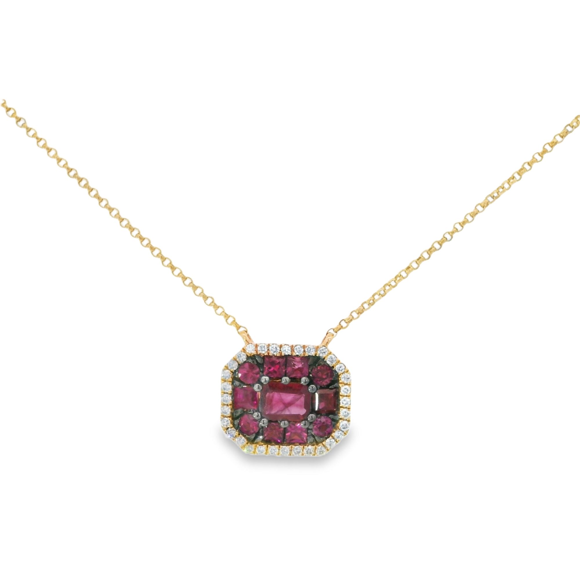 18krg Ruby and Dia Pendant D=0.16 R=1.21cttw