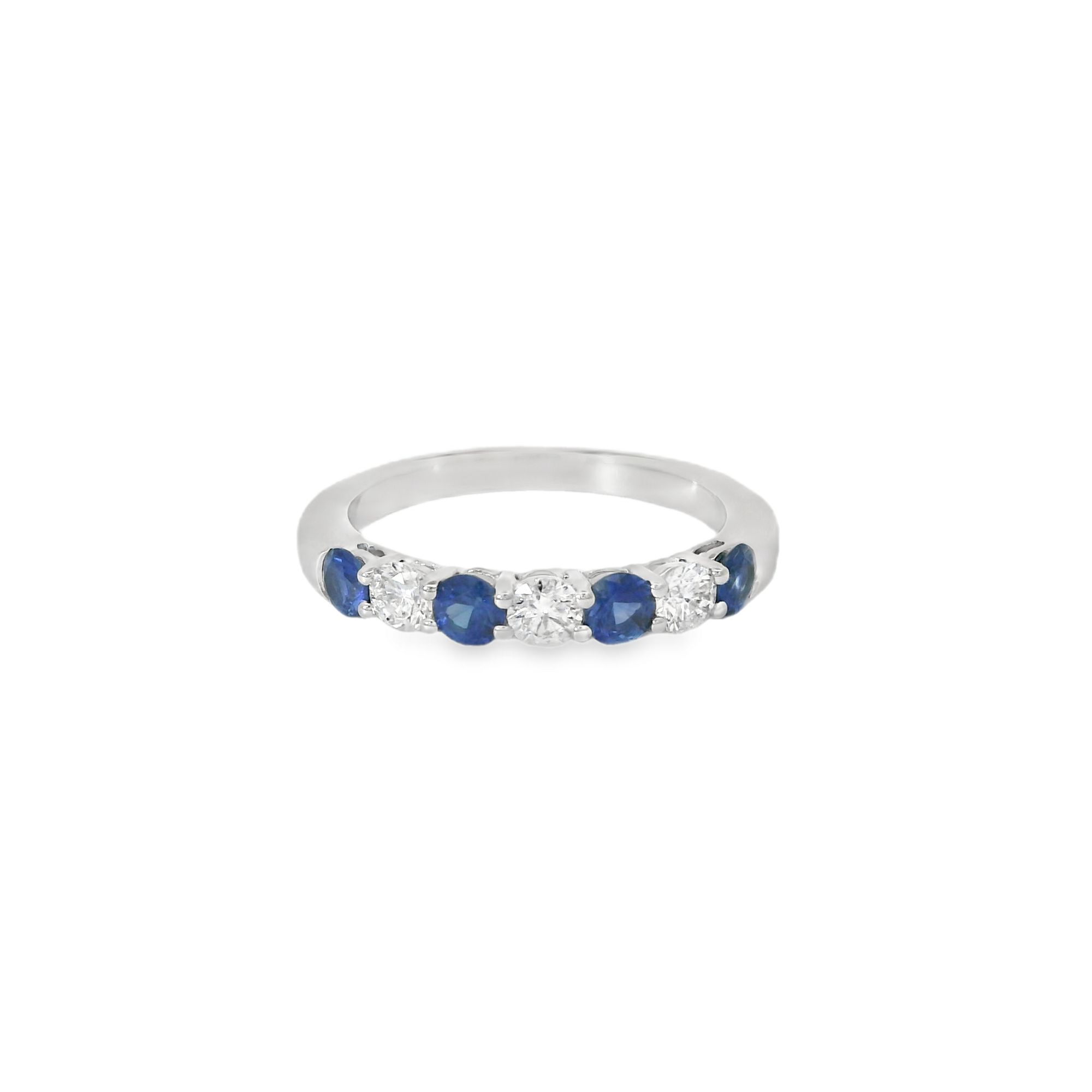 18Kw Sapphire & Diamond Halfway Ring  D= .14Cttw S=.31Ct