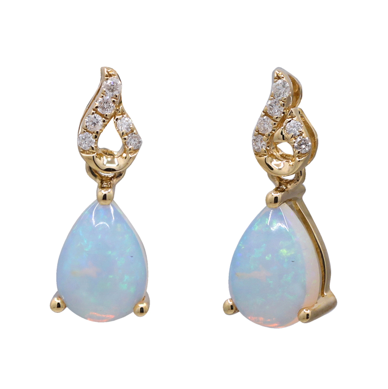 10Ky Ethiopian Opal Earrings W/Diamond Accents  Eo=.84Cttw