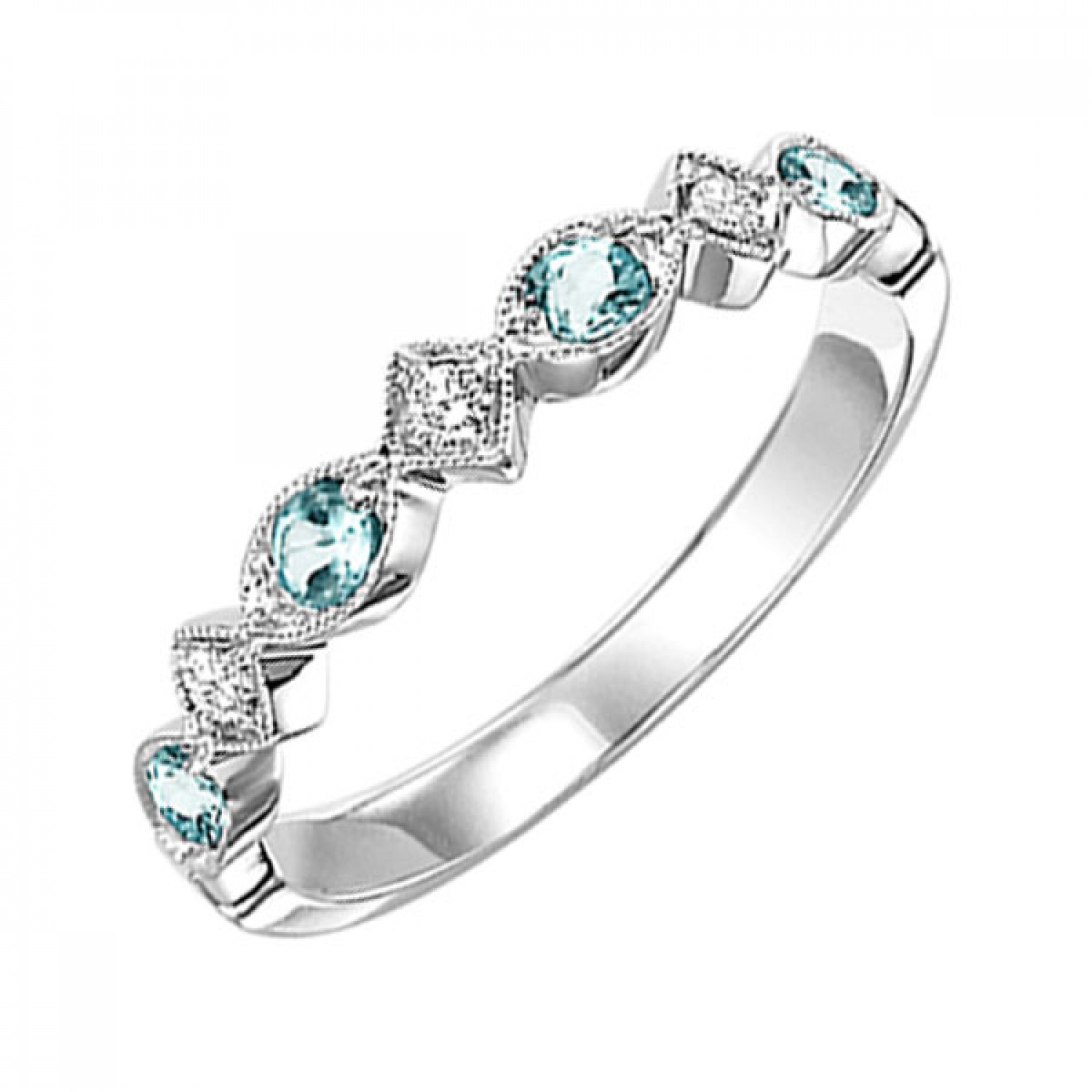 10Kw Blue Topaz And Diamond Stackable Band