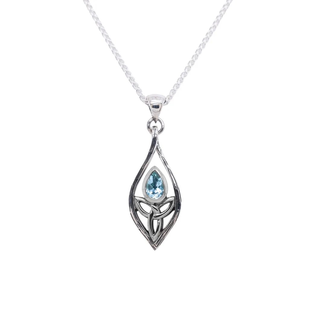 S/Sil Guardian Angel Blue Topaz Pendant - Small