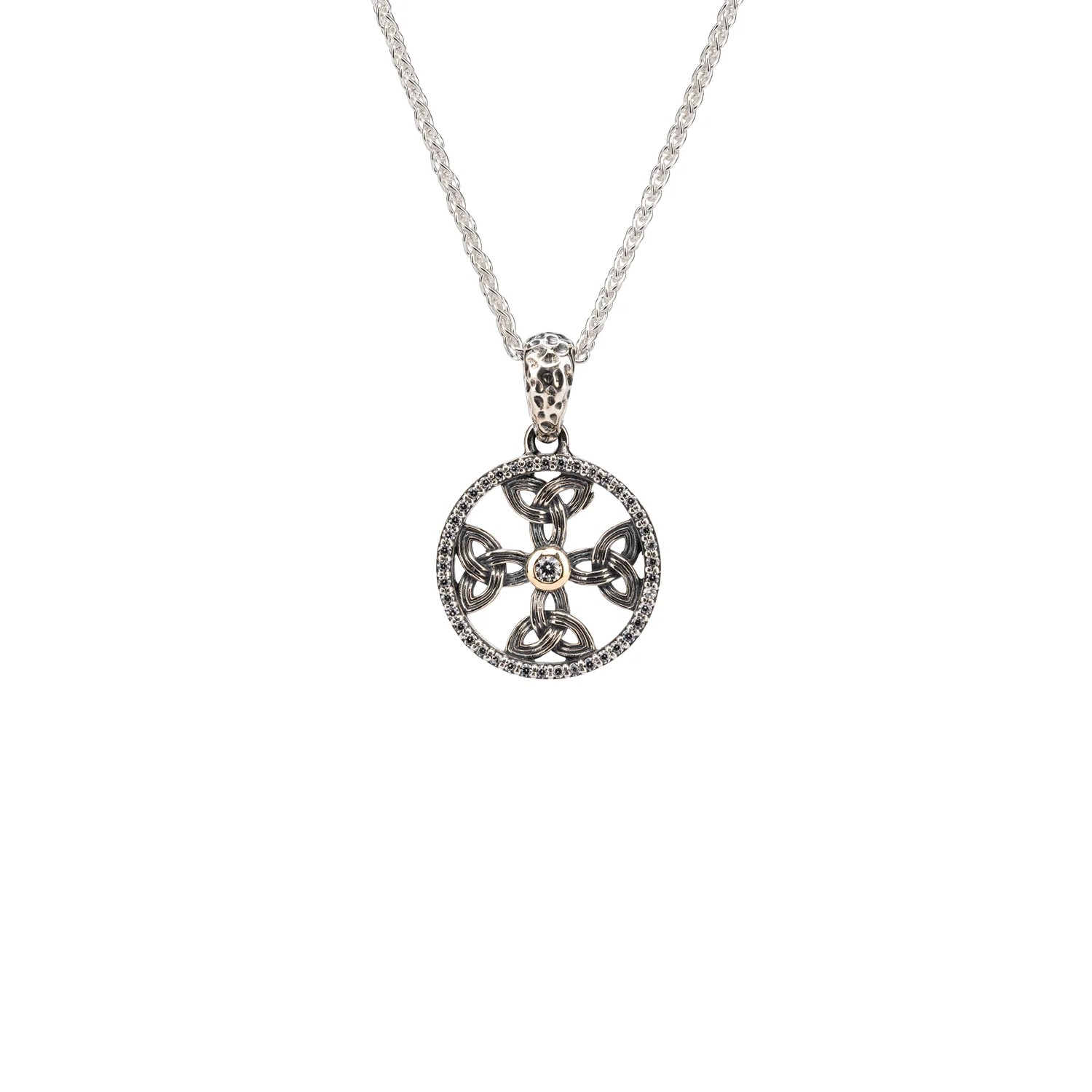 S/Sil + 10K Cz Celtic Cross Pendant - Small