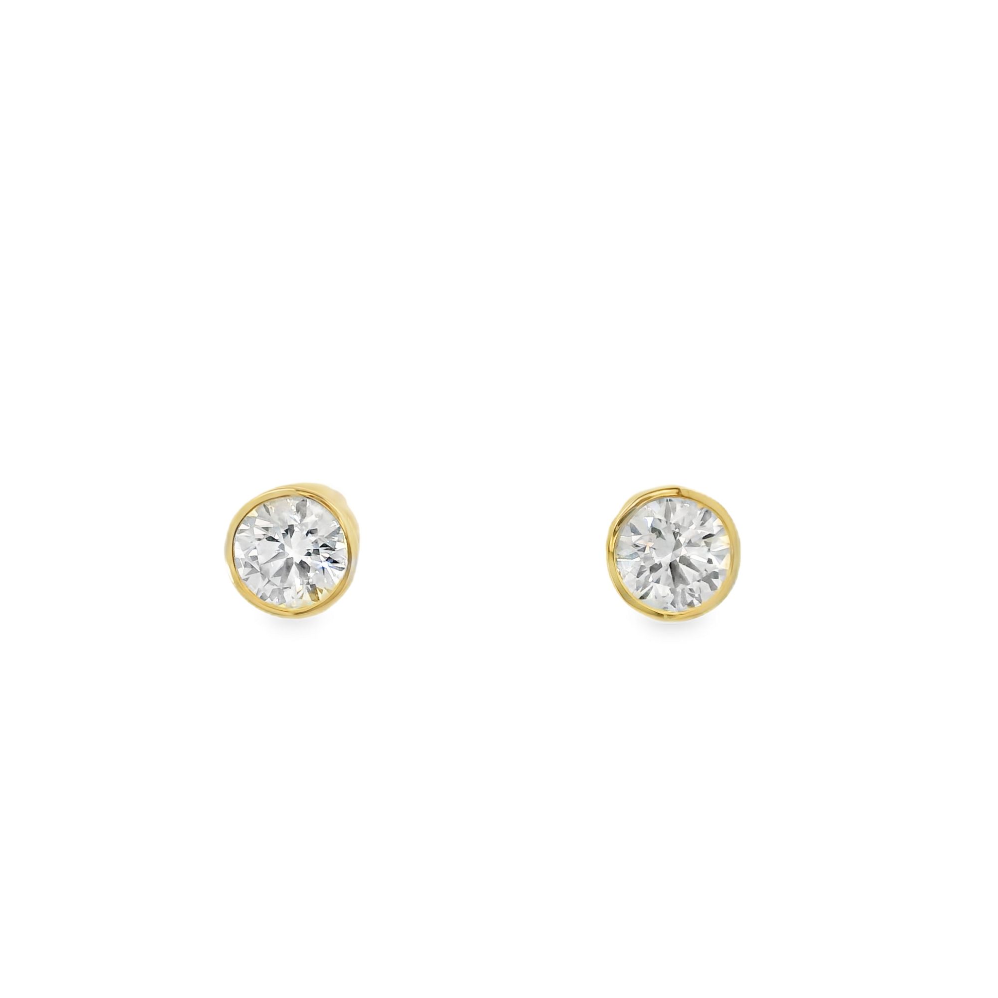 14ky Lab Grown Diamond Bezel Studs 1cttw  VS1 D  LG625437324