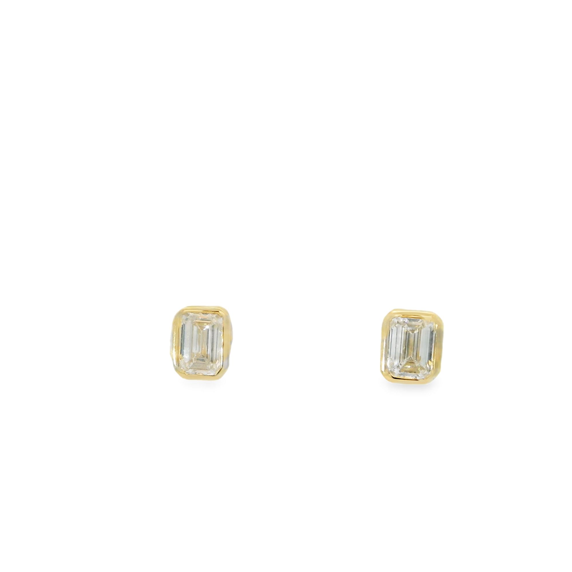 14ky Lab Grown Bezel Emerald Cut Earrings 1cttw  VS1 E  LG610340413