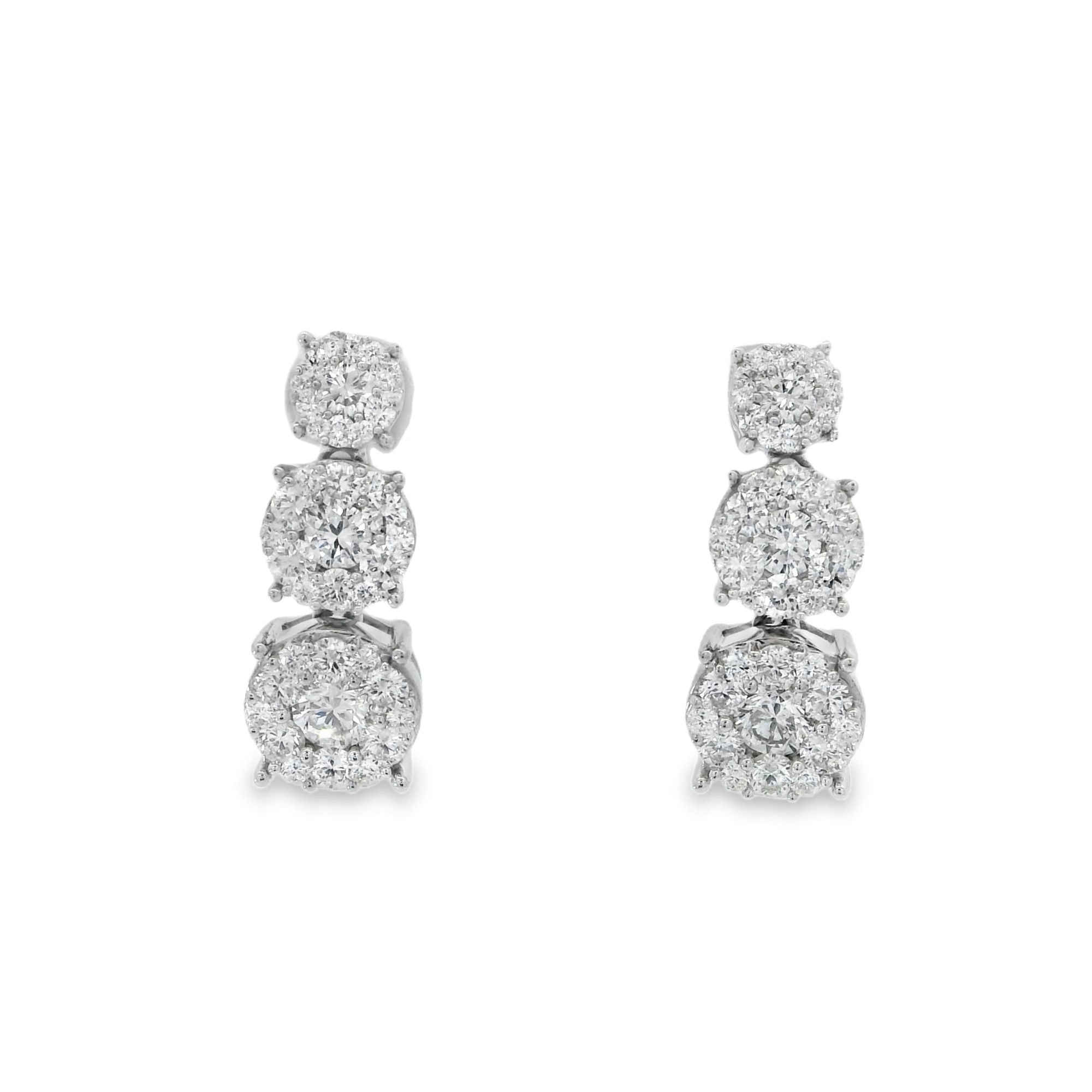 14kw Diamond Cluster Earrings  1.40cttw