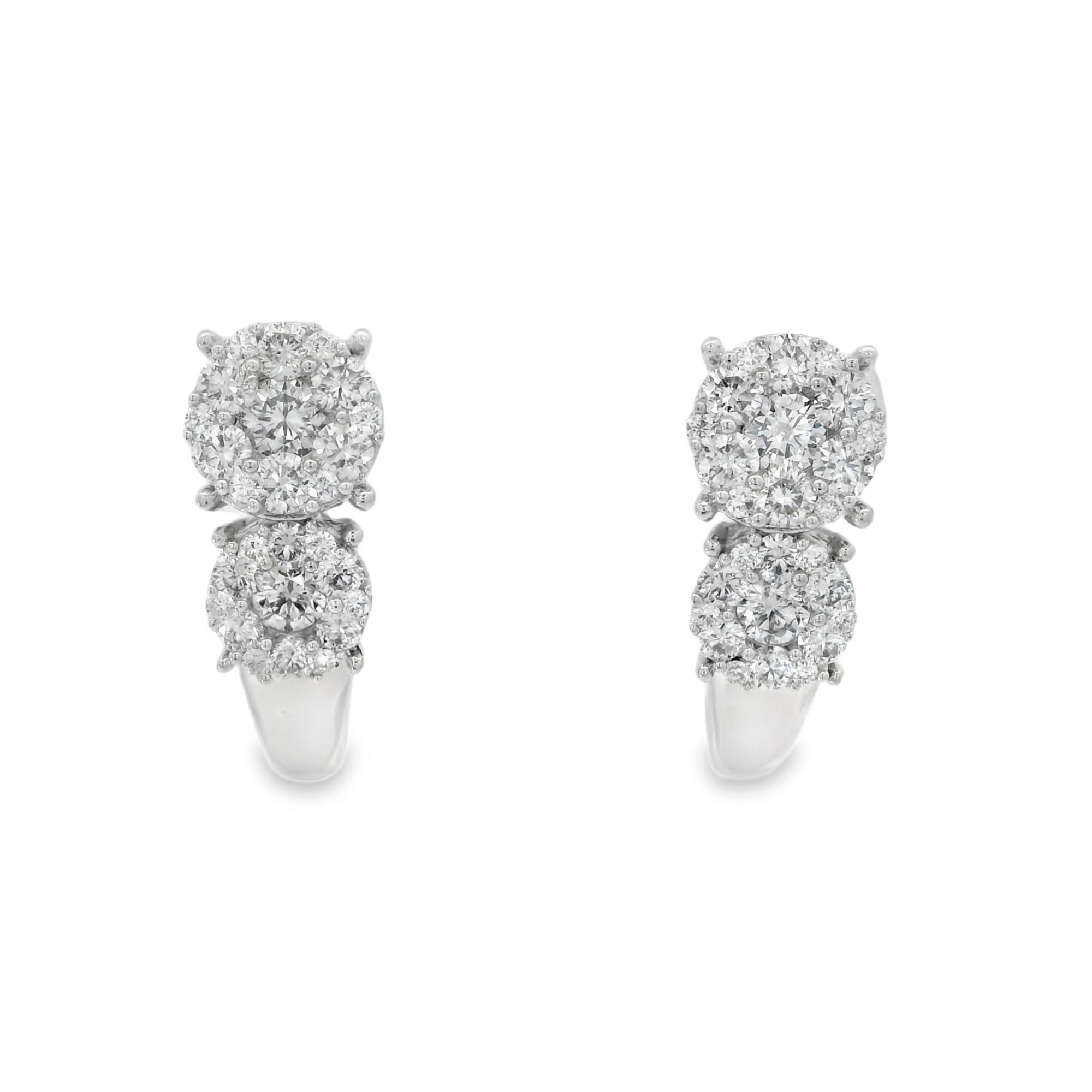 14kw Diamond Cluster Earrings  1cttw