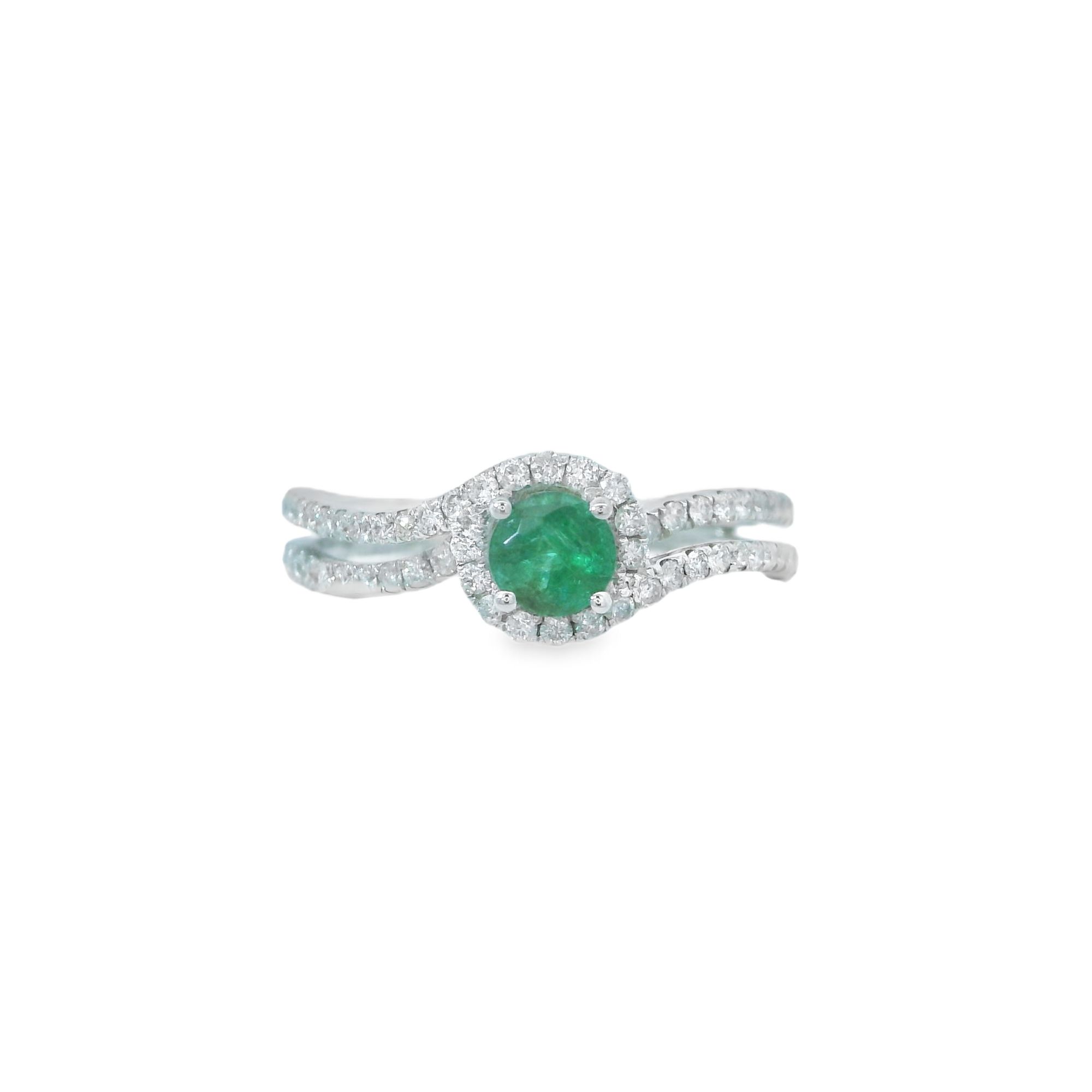 14kw Emerald and Diamond Bands  E=.34cttw D=.38cttw