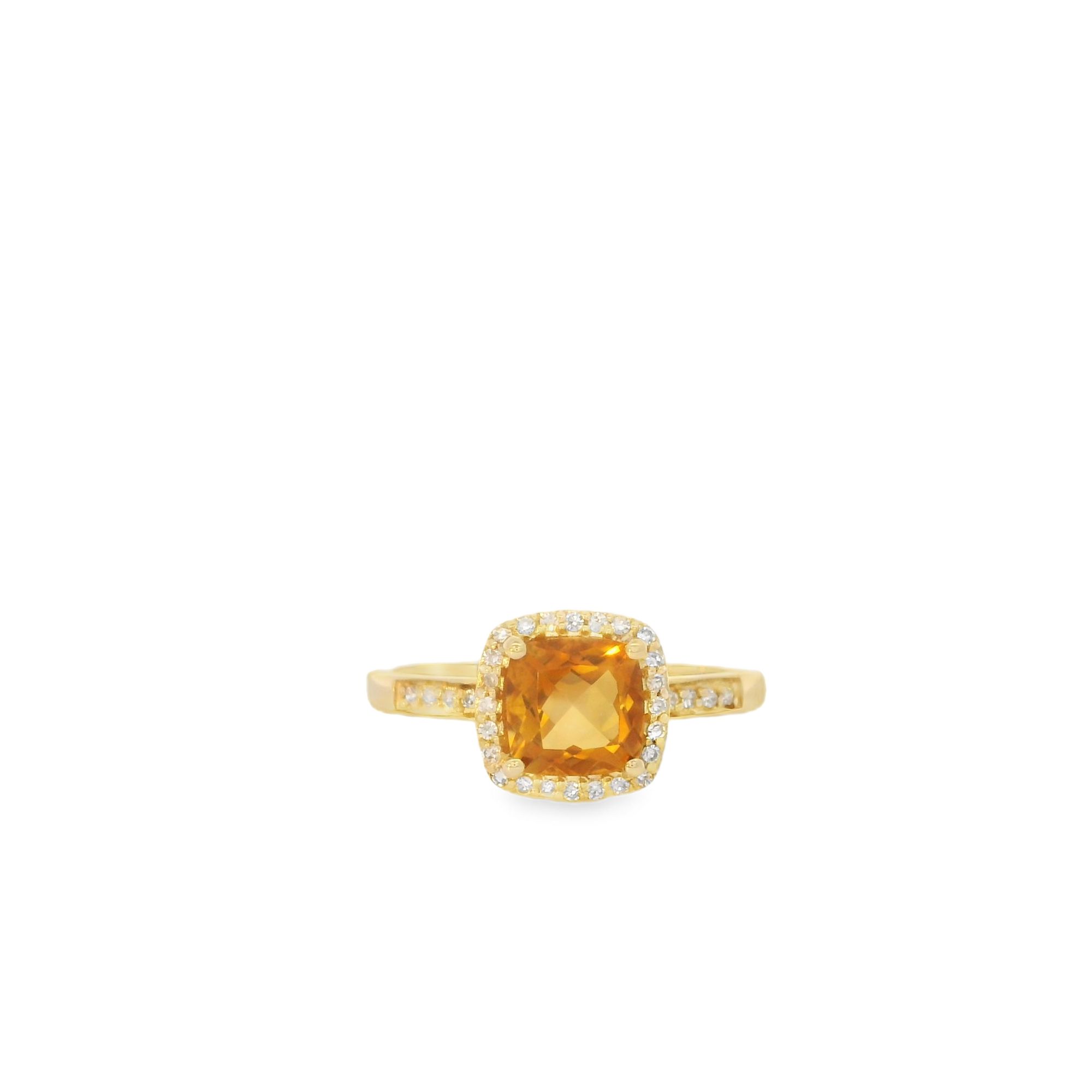 14KY DIA & CITRINE RING .13CTTW