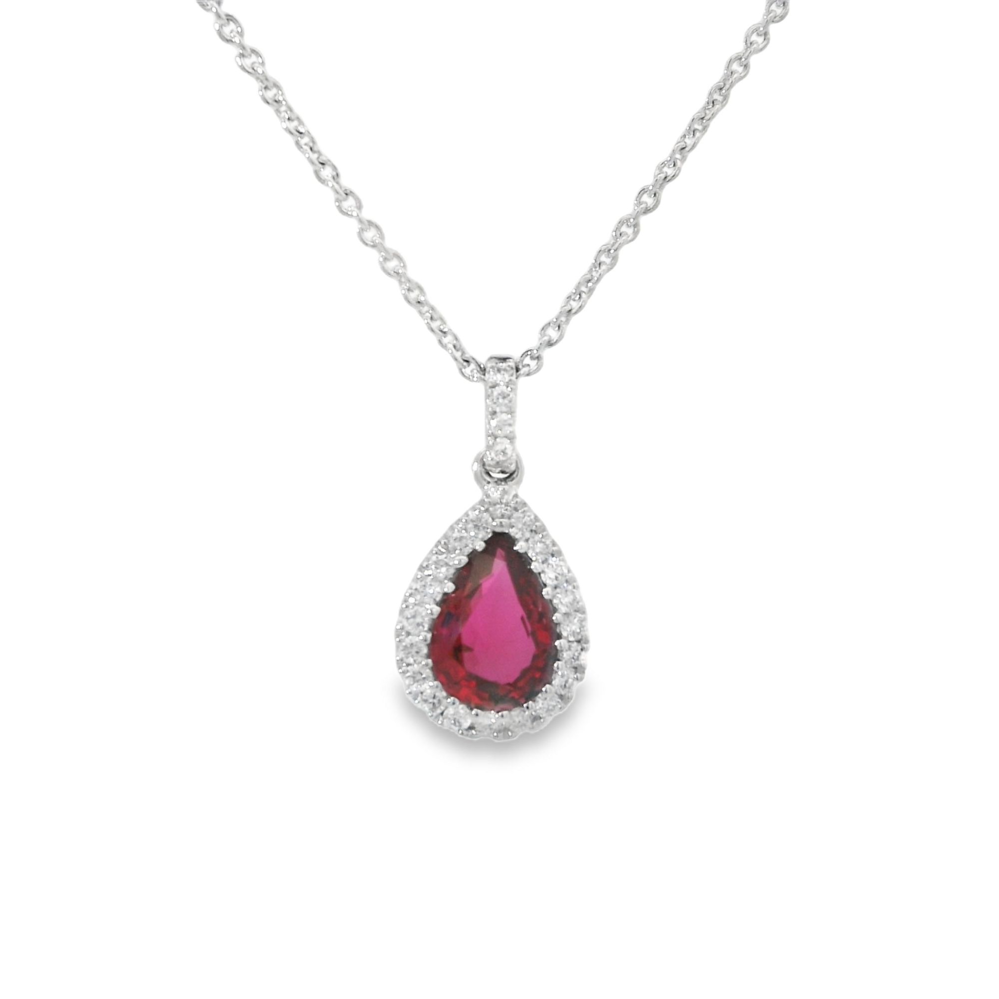 14KW RUBY & DIA PEND W/CHAIN D= 24/.11 CT