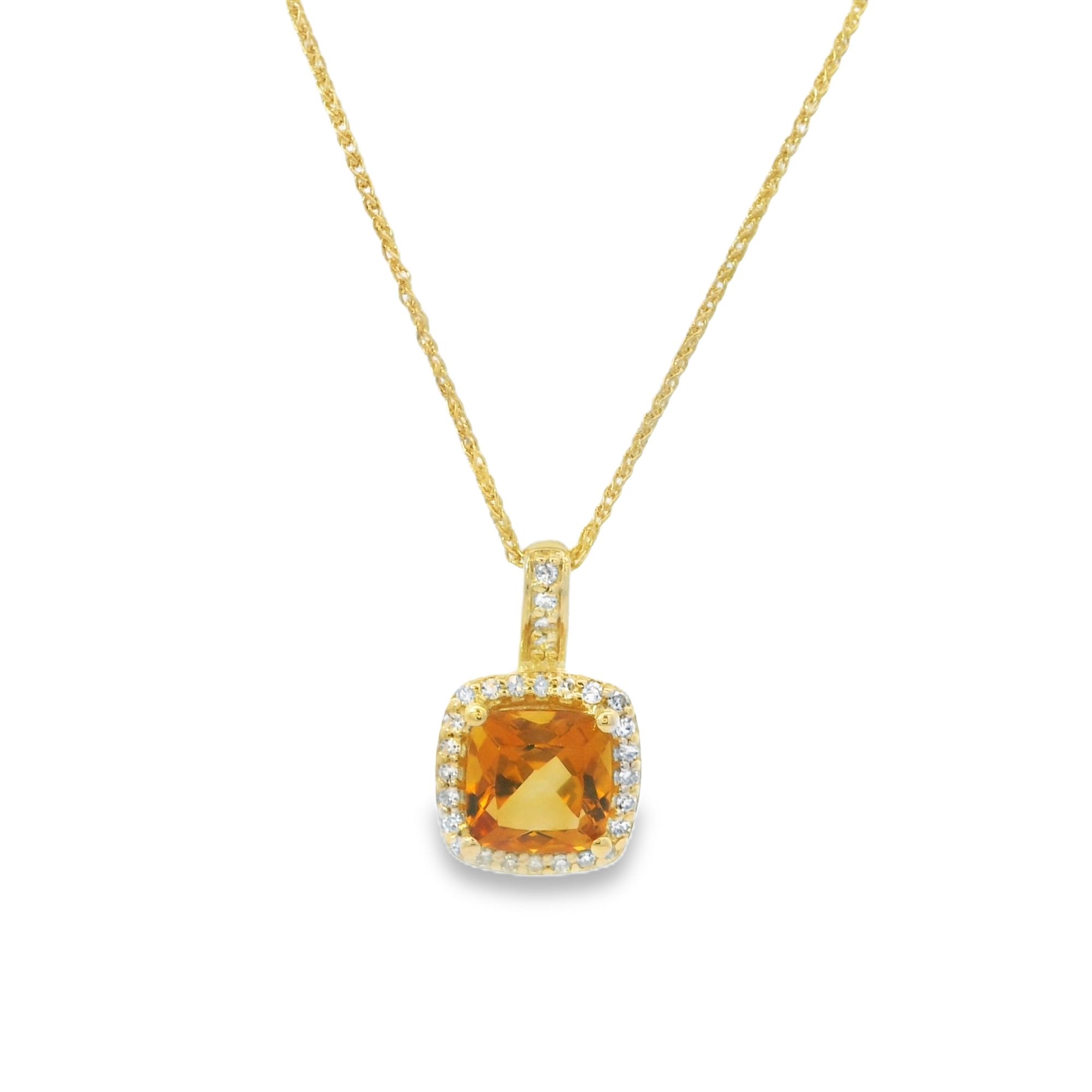 14KY DIA & CITRINE PEND W/ CHAIN