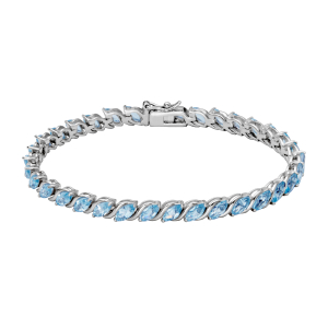 Ss Blue Topaz Marquise Bracelet