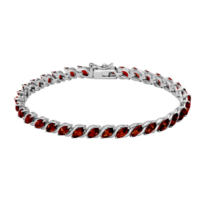 Ss Garnet Marquise Bracelet