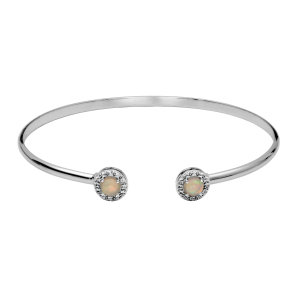 Ss Ethiopian Opal & White Topaz Bangle