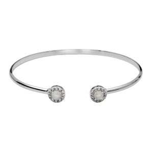 Ss Blue Rainbow Moonstone & White Topaz Bangle