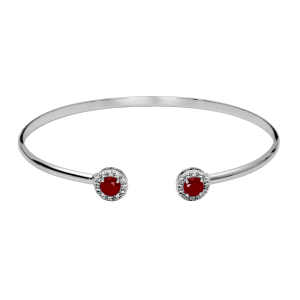 Ss Dyed Red Corundum & White Topaz Bangle